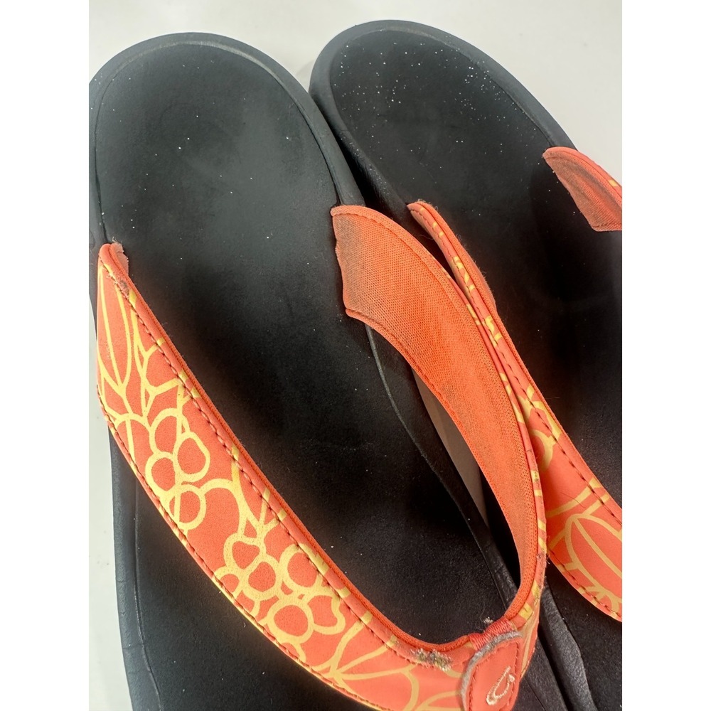 OluKai Ohana Flip Flop Sandals Orange Yellow 20110 Water Resist Women's Size 11 - Picture 4 of 16